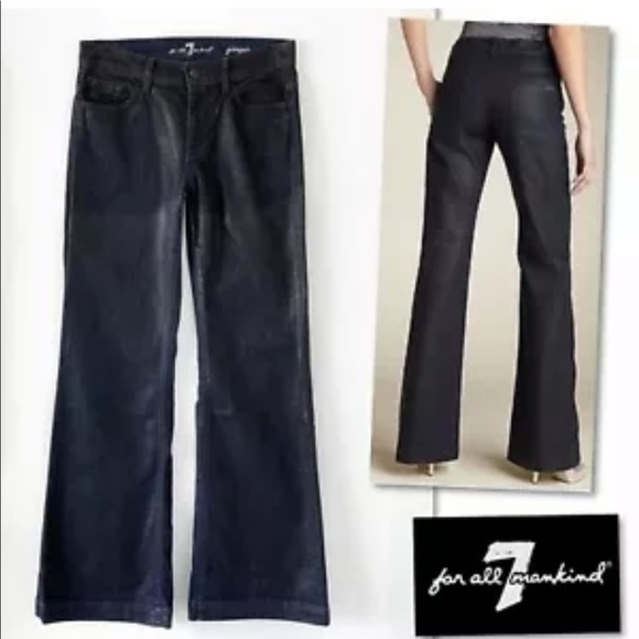 7 For All Mankind Denim - 7 For All Mankind Ginger Dark Waxed Flare Jeans 7 For All Mankind Denim - 7 For All Mankind Ginger Dark Waxed Flare Jeans